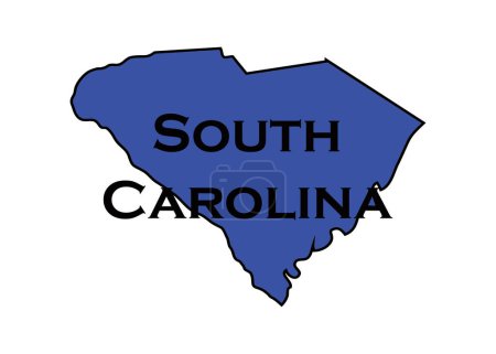 Foto de Estado azul políticamente liberal de Carolina del Sur con un esquema de mapa. ilustración de alta calidad - Imagen libre de derechos