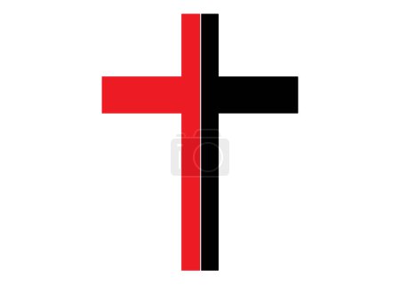 Photo for Cross with a dividing line symbolizing division within Christianity and the church. High quality photo - Royalty Free Image