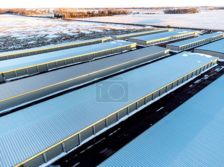 Photo for Drone view of a rental storage unit facility with closed bay doors. High quality photo - Royalty Free Image
