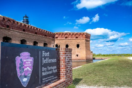 Photo for Key West, Florida, USA - 2.29.2024: Entrance sign to Fort Jefferson at Dry Tortugas National Park. High quality photo - Royalty Free Image