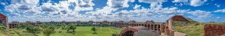 Panoramic of the inner ruined courtyard of Fort Jefferson on Dry Tortugas National Park. High quality photo