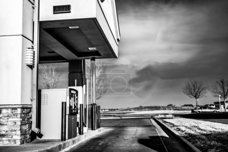 Banking automated teller machine lane in a small town. High quality photo
