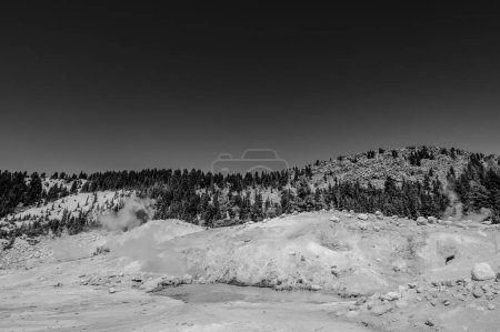 View from within Bumpass Hell hydrothermal area at Lassen Volcanic National Park, California, USA. High quality photo