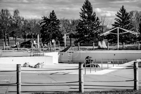 drained and empty public pool for winterization in the fall. High quality photo