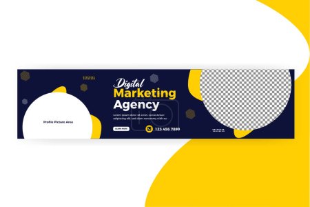 Ilustración de Empresa de agencia de marketing digital Linkedin cover banner template design - Imagen libre de derechos
