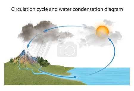 Téléchargez les photos : Cycle de circulation et diagramme de condensation de l'eau - en image libre de droit
