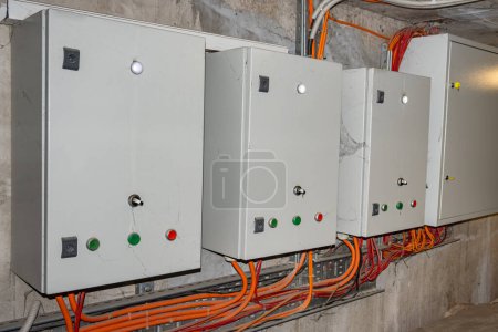 Electric control panel. Electrical installations and distribution panels. High quality photo