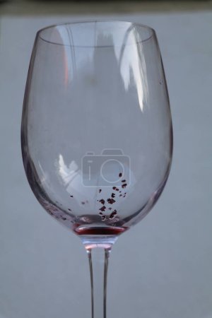 Photo for Wine diamonds or tartrate crystals at the bottom of an empty glass of red wine - Royalty Free Image