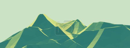 3D render low poly green mountain.