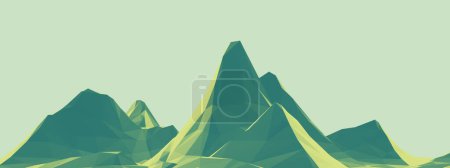 3D render low poly green mountain.