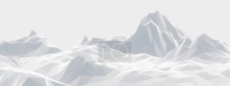 3D ice mountain. White low poly terrain.