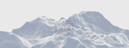 3D render snow mountain. White terrain.