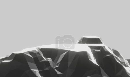 3D noir et blanc bas polygone pierre montagne.