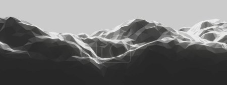3D noir et blanc bas polygone pierre montagne.