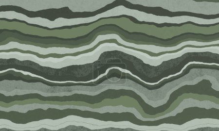 green layered rock. Bedded sedomentary rock cross section. Rock and soil layers.