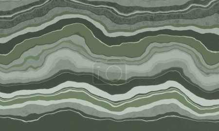 grüne Schichtenfelsen. Eingebetteter Sesam-Rock-Querschnitt. Gesteins- und Bodenschichten.