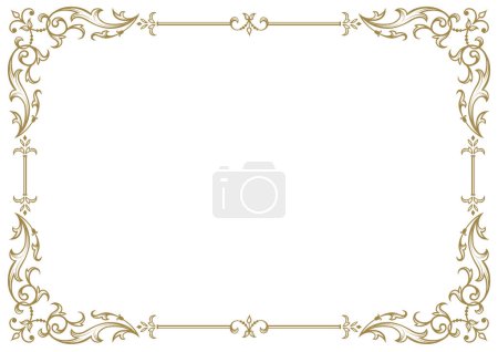 Illustration for Calligraphic frame and page decoration. Vector illustration. Vector of decorative horizontal element, border and frame. - Royalty Free Image