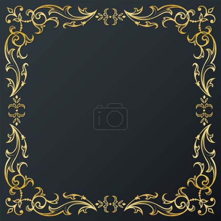 Illustration for Calligraphic floral frame and page decoration. Vector illustration. Vector of decorative square element, border and frame. - Royalty Free Image