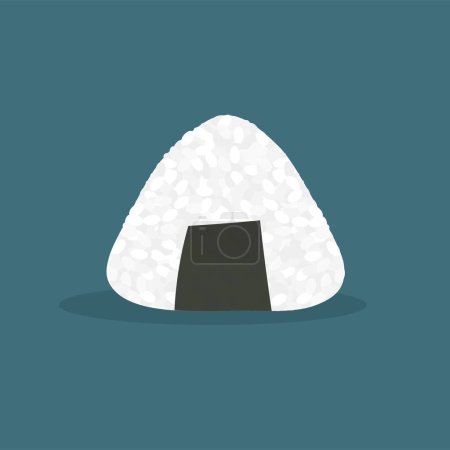 Onigiri in trendy flat style. Japanese rice ball with nori. Traditional Asian food. Vector illustration isolated.