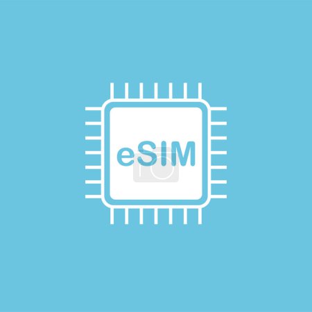 Téléchargez les illustrations : Icône puce eSIM. Logo de la carte SIM intégrée. Illustration vectorielle isolée. - en licence libre de droit