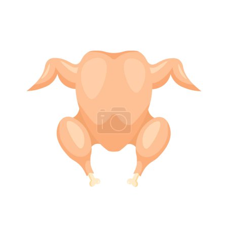 Fresh full turkey or chicken. Design element. Vector illustration in trendy flat style isolated on white background.