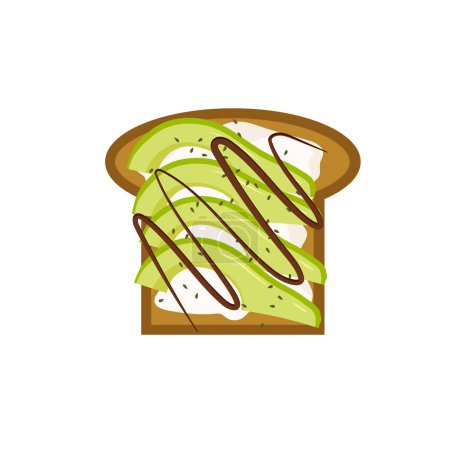 Illustration for Avocado toast icon. Tasty healthy breakfast. Roasted sandwich. Vector illustration isolated in a trendy flat style isolated on white background. - Royalty Free Image