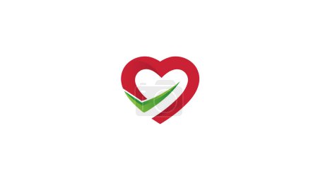 Ilustración de Creative Heart-Check Logo Design Vector  Illustration - Imagen libre de derechos