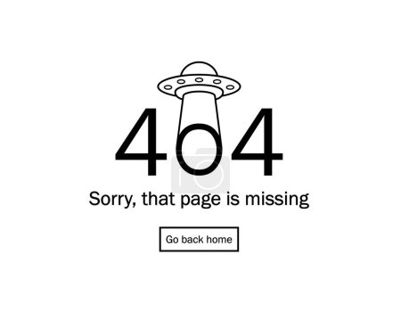 Téléchargez les illustrations : Créatif ufo vaisseau spatial 404 page d'erreur pas trouvé design icône symbole vectoriel illustration - en licence libre de droit