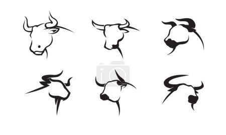 Illustration for Creative buffalo cow ox bull head collection vector design inspiration - Royalty Free Image