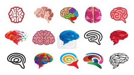 Ilustración creativa del diseño del símbolo de los iconos vectoriales de la colección de cerebros humanos