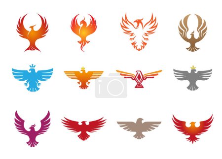 Creative pheonix birds collection logo design symbol vector illustration