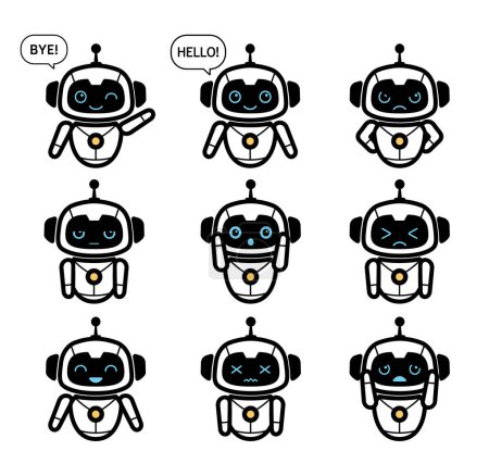 creative collection of cute bot robot logo vector set design icon symbol illustration