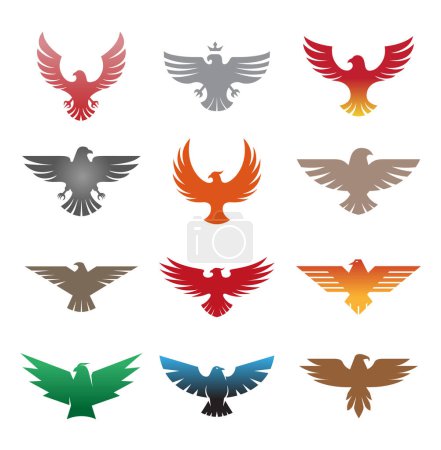 Creative pheonix eagles birds collection logo design symbol vector illustration