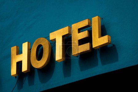 Photo for Hotel sign on building facade - Royalty Free Image