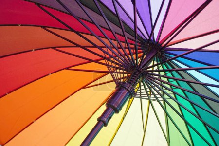 Photo for Rainbow umbrella for pride month, freedom and protection concept for LGBTQ+, selective focus - Royalty Free Image