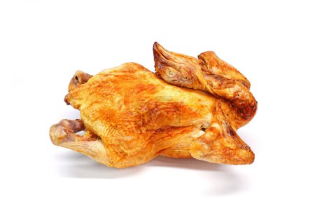Roasted whole chicken isolated on white background. Roasted whole chicken for all Chinese festival, Chinese new year, Tombs sweeping days, Mid autumn or lunar moon festival