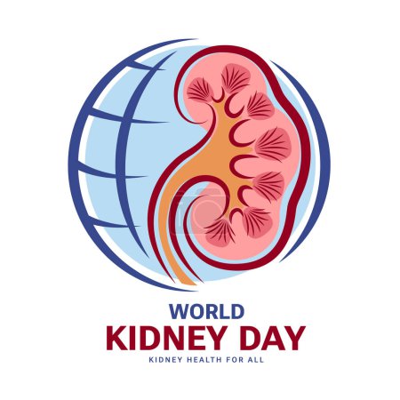 Illustration for World kidney day - Line drawing kidney in circle globe world sign vector design - Royalty Free Image