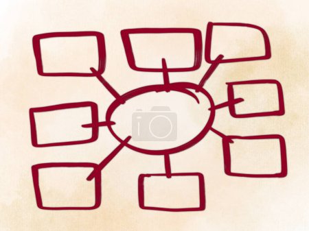 Photo for Mind mapping bright design colors for presentations, work plans , note , sheets, connecting, education, communication, writing, thinking, artwork. - Royalty Free Image