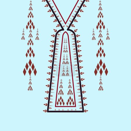 Ilustración de Escote bordado étnico geométrico tradicional para el diseño de la ropa y el vestido - Imagen libre de derechos