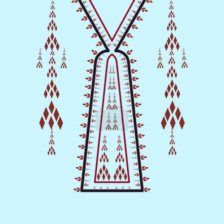 Ilustración de Tradicional geométrico étnico bordado escote para tela y vestido escote diseño - Imagen libre de derechos