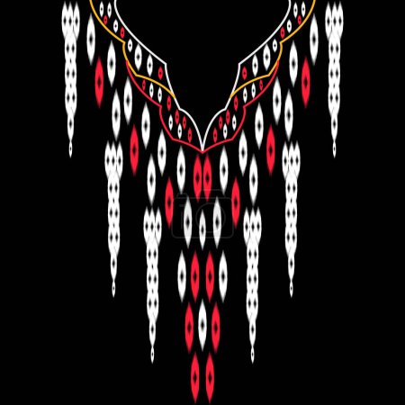 Ilustración de Escote bordado étnico geométrico tradicional para el diseño de vestido y blusa - Imagen libre de derechos