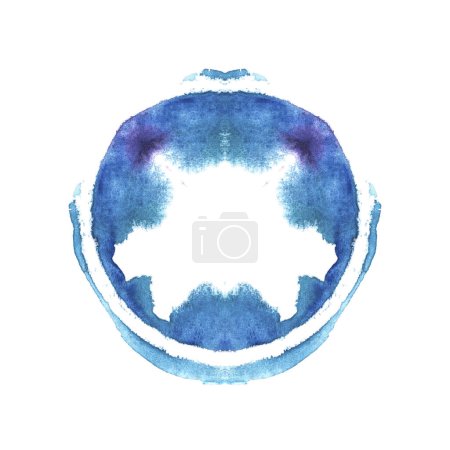 Foto de Color azul brillante acuarela pintada redonda mancha simétrica. - Imagen libre de derechos