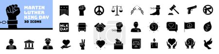 Téléchargez les illustrations : Icônes MLK Day. Martin Luther King icônes. - en licence libre de droit