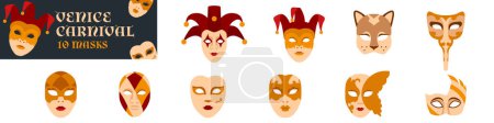 Photo for Venice mask set. Venice Carnival mask vector. Mardi gras. - Royalty Free Image