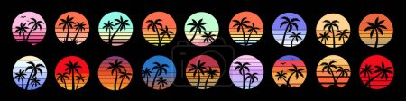 Photo for Retro sunset. Sunset with palm silhouettes. Retro sunset with palms. - Royalty Free Image