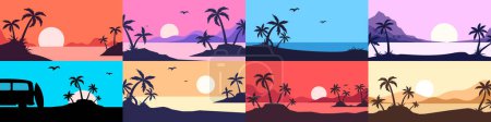 Photo for Beach silhouette. Tropical landscape. Beach background. Sunset. - Royalty Free Image