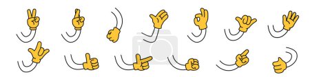 Photo for Mascot hands vintage set. Cartoon character gesture. - Royalty Free Image