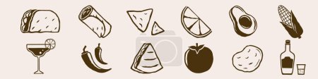 Photo for Mexican food icon woodcut. Mexican traditional food - Royalty Free Image