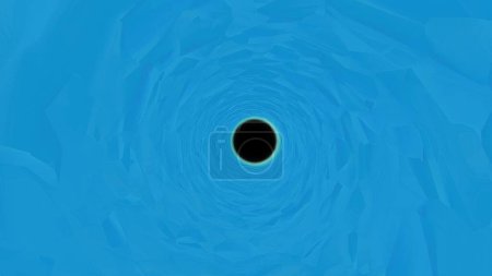3D-Illustration eines Lochs in einem blauen Papier mit einem Loch in der Mitte.