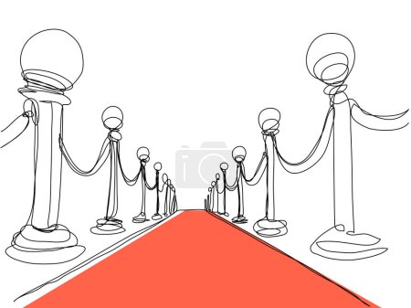Ilustración de Red carpet one line on a white background. Award ceremony and avenue of stars in conceptual style. Stock vector illustration with editable stroke. - Imagen libre de derechos
